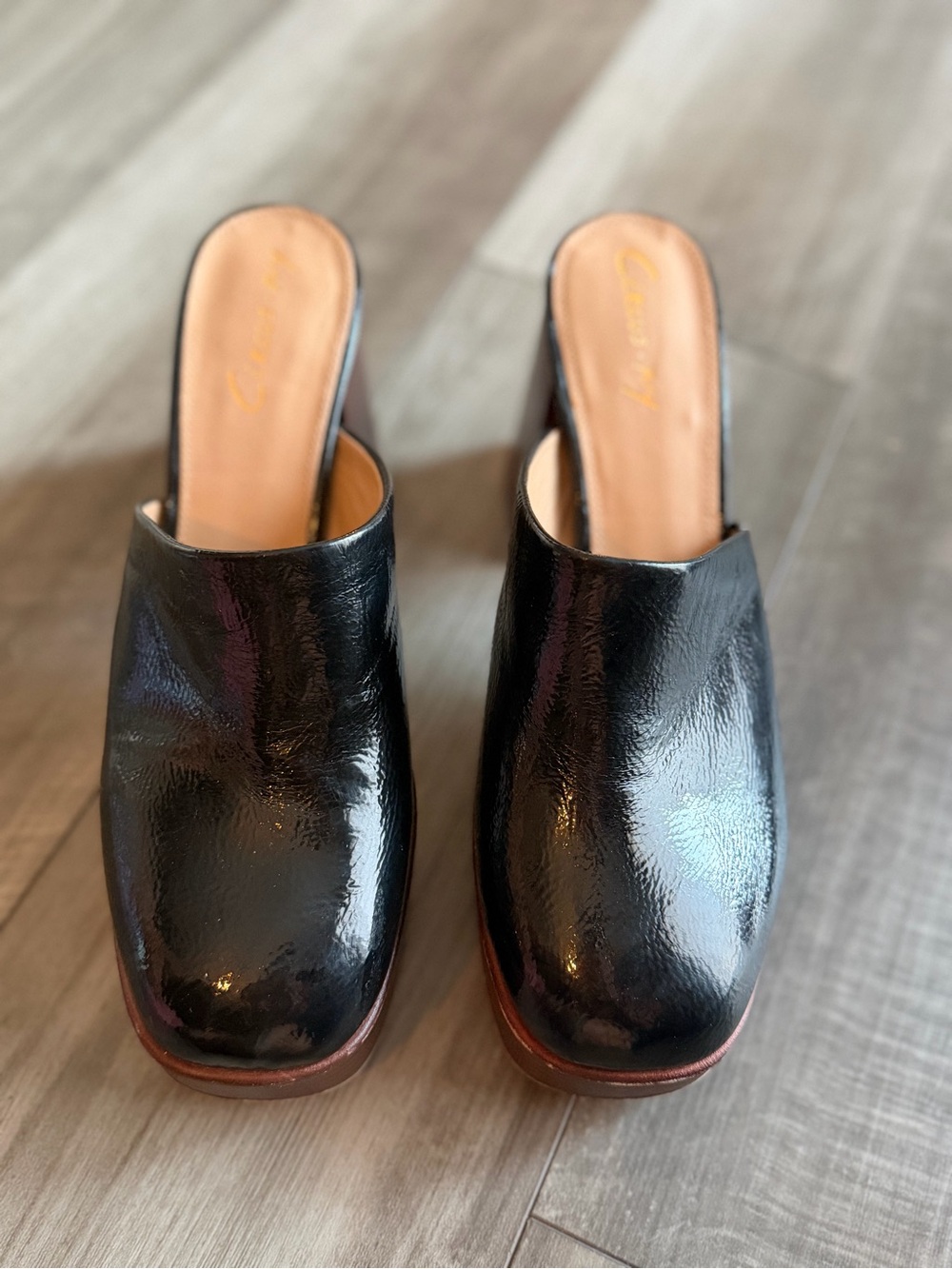 Circus by Sam Edelman Black Shay Platform Clogs Women’s Sz 9.5 Wooden Block Heel - Picture 4 of 7